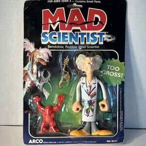 Arco Mad Scientist Too Gross 1987 Bendable Figure No.8017 Vintage Sealed Pack